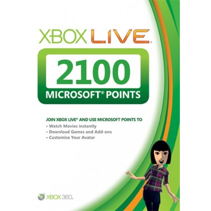 Карта оплаты Xbox Live на 2100 очков Microsoft Points