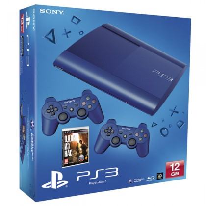 Игровая приставка Sony PS3 Super Slim (12 Gb) Blue + Одни из нас + 2 геймпада