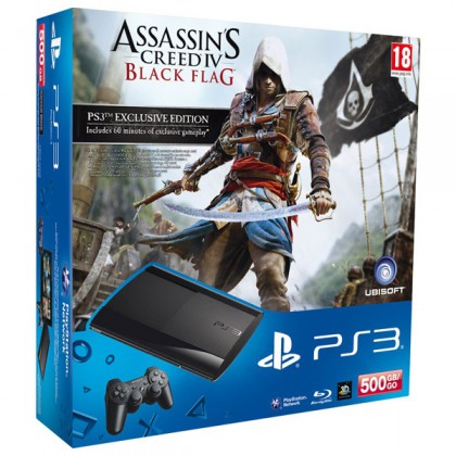 Игровая приставка Sony PS3 Super Slim (500 Gb) + Assassin's Creed 4