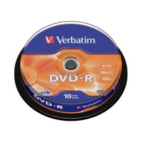 Диск Verbatim DVD-R 4.7GB 16x AZO CakeBox 10шт