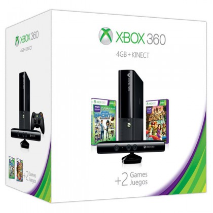 Игровая приставка Xbox 360E 4GB + сенсор Kinect + Kinect Sports 2 + Kinect Adventures