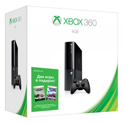 Игровая приставка Xbox 360E 4GB + код на загрузку игр The MAW и AQUA